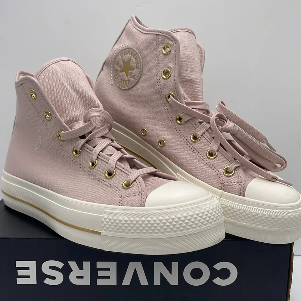Converse WMNS CTAS LIFT HI FLUSH STONE/EGRET/GOLD A10431C Platforms Sneakers